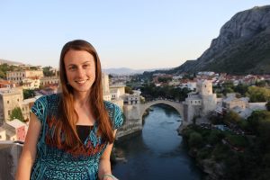 Gwen in Mostar on her Bosnia-and-Herzegovina trip